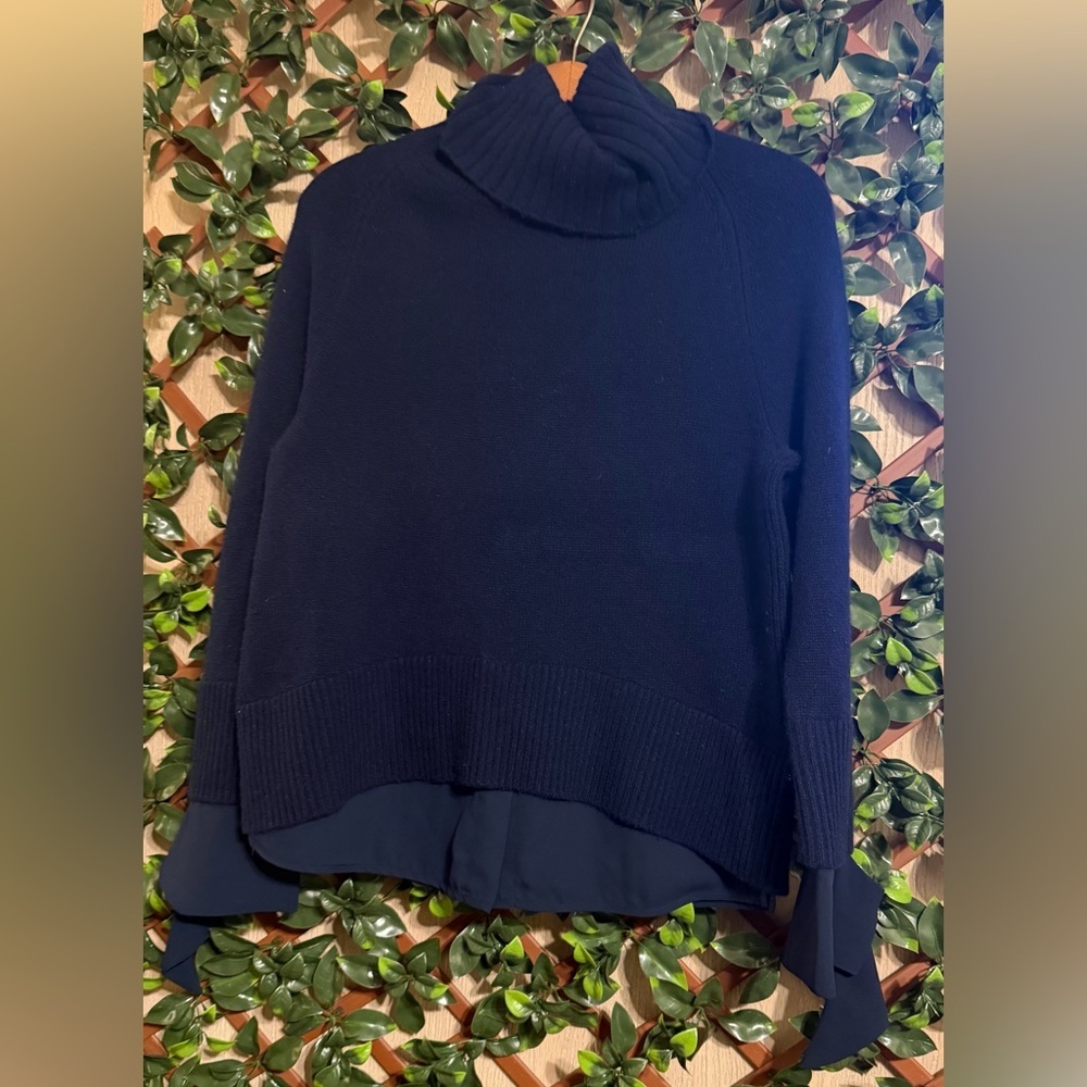 Brochu Walker Navy Cowl Neck  Wool & Cashmere Sweater